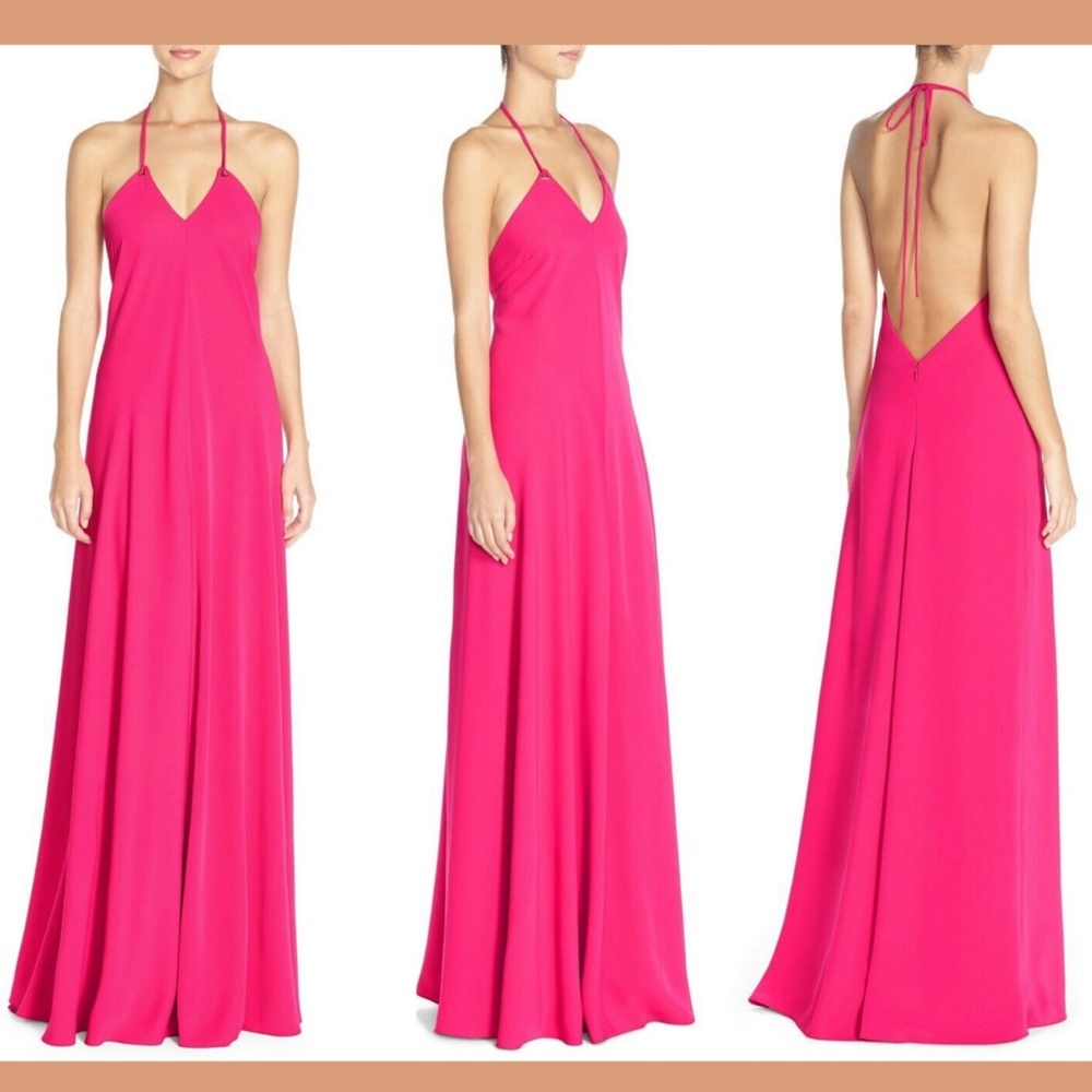 NWT! $328 Jill Jill Stuart Halter‎ Crepe Gown Peony [ SZ 2 ]